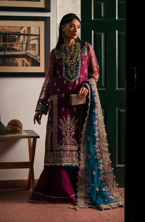 Eleshia Khatoon Wedding Formals Purple Raw Silk – view 7 – Poshaq