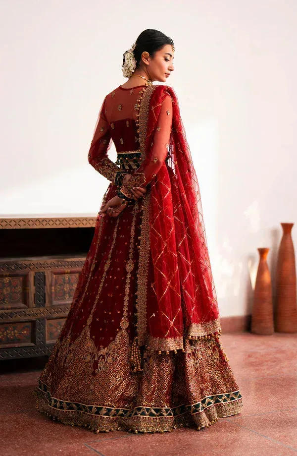 Eleshia Khatoon Wedding Formals Red Raw Silk – view 2 – Poshaq