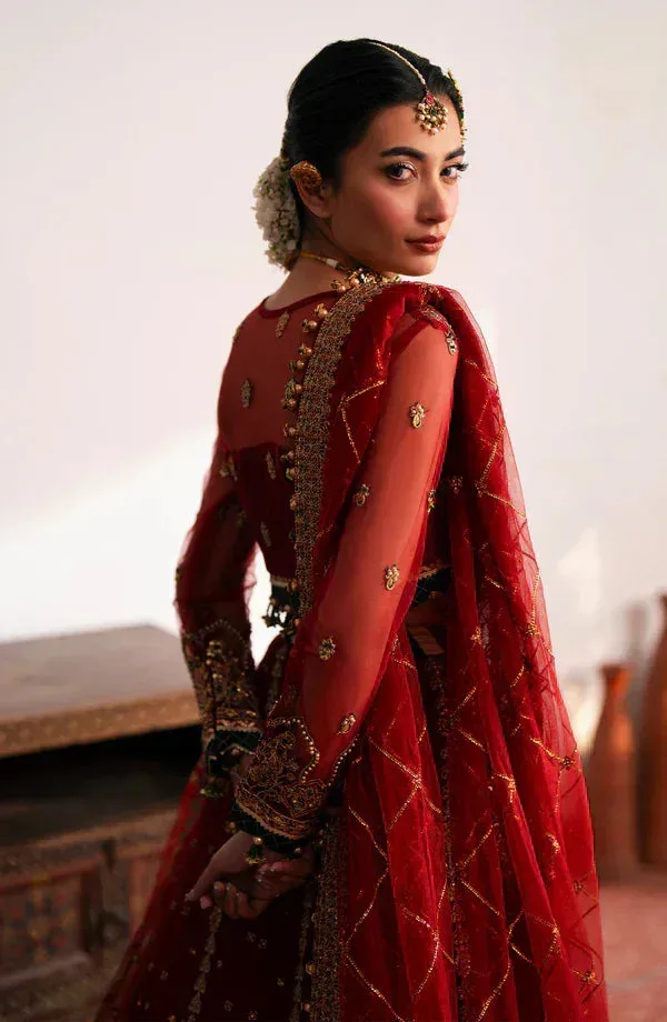 Eleshia Khatoon Wedding Formals Red Raw Silk – view 3 – Poshaq