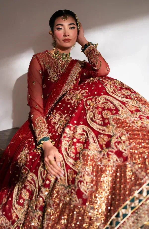 Eleshia Khatoon Wedding Formals Red Raw Silk – view 4 – Poshaq