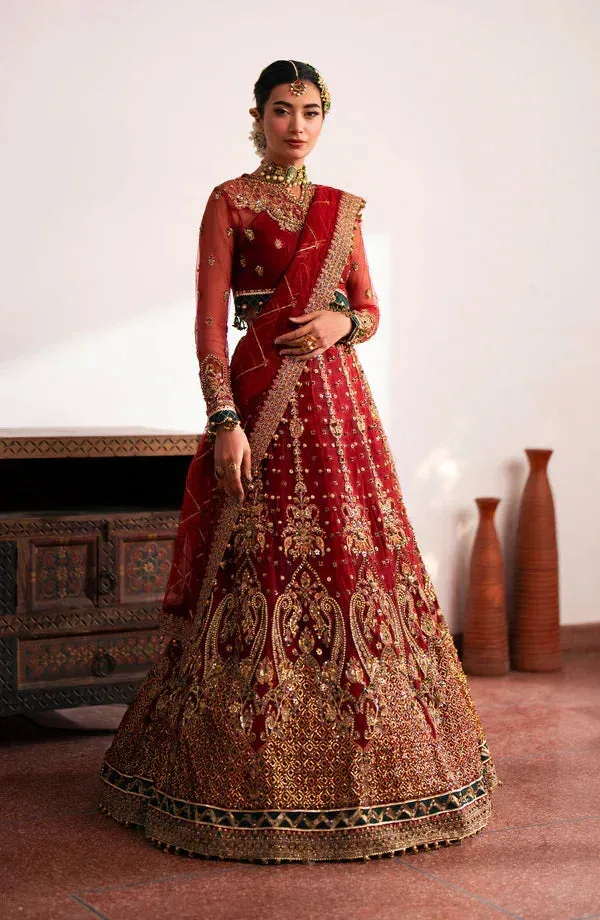 Eleshia Khatoon Wedding Formals Red Raw Silk – view 5 – Poshaq