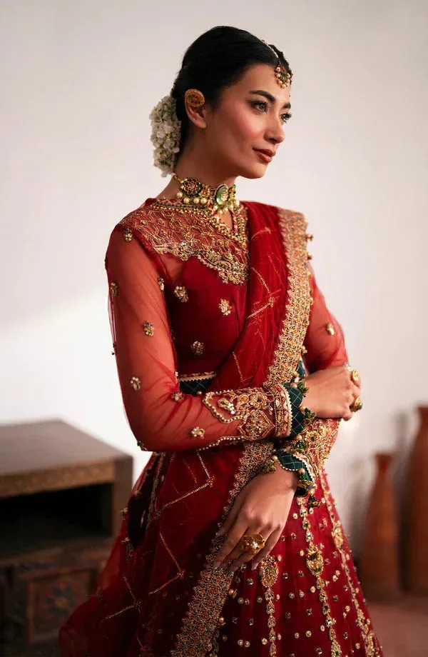 Eleshia Khatoon Wedding Formals Red Raw Silk – view 6 – Poshaq