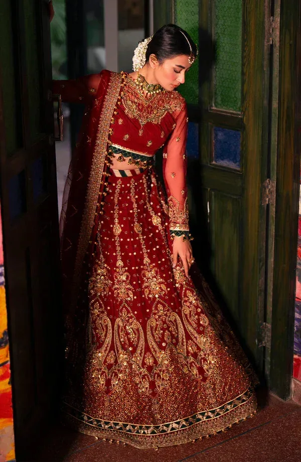 Eleshia Khatoon Wedding Formals Red Raw Silk – view 7 – Poshaq