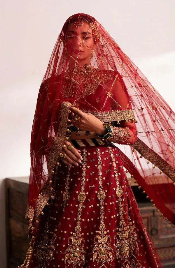 Eleshia Khatoon Wedding Formals Red Raw Silk – view 8 – Poshaq