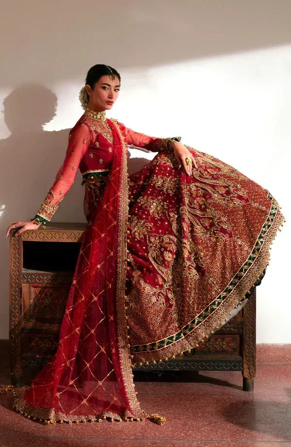 Eleshia Khatoon Wedding Formals Red Raw Silk – view 9 – Poshaq