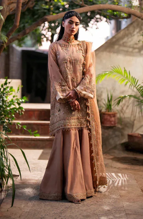 Eleshia Khatoon Wedding Formals Pink Raw Silk – view 1 – Poshaq