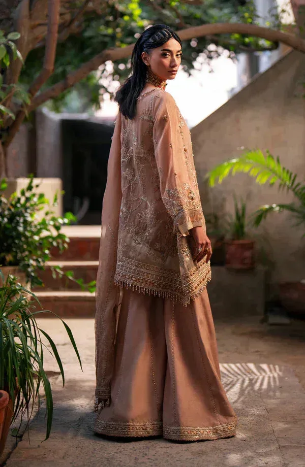 Eleshia Khatoon Wedding Formals Pink Raw Silk – view 2 – Poshaq