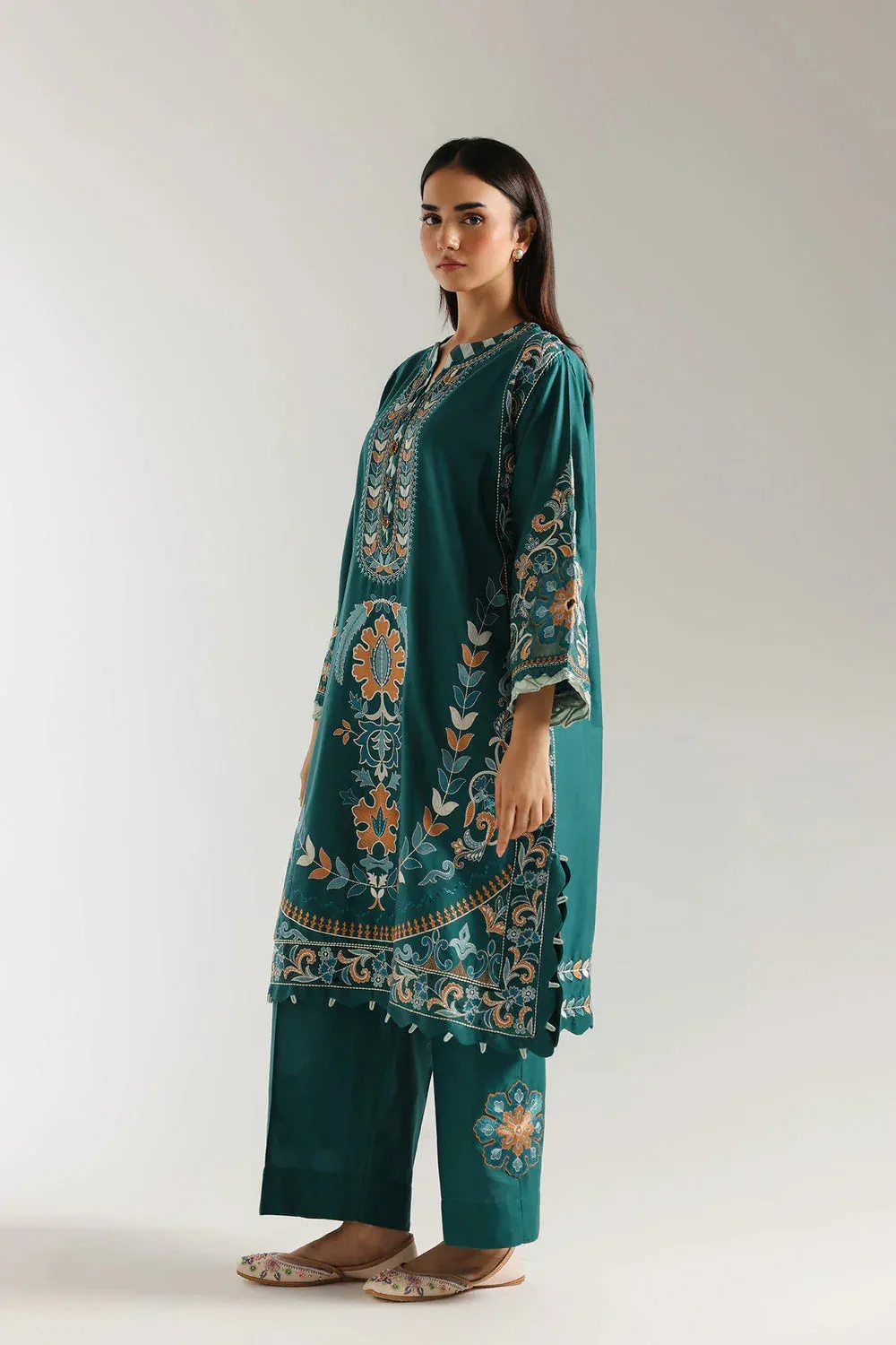 Ethnic Rozana Collection 25 Dark Teal Green – view 3 – Poshaq
