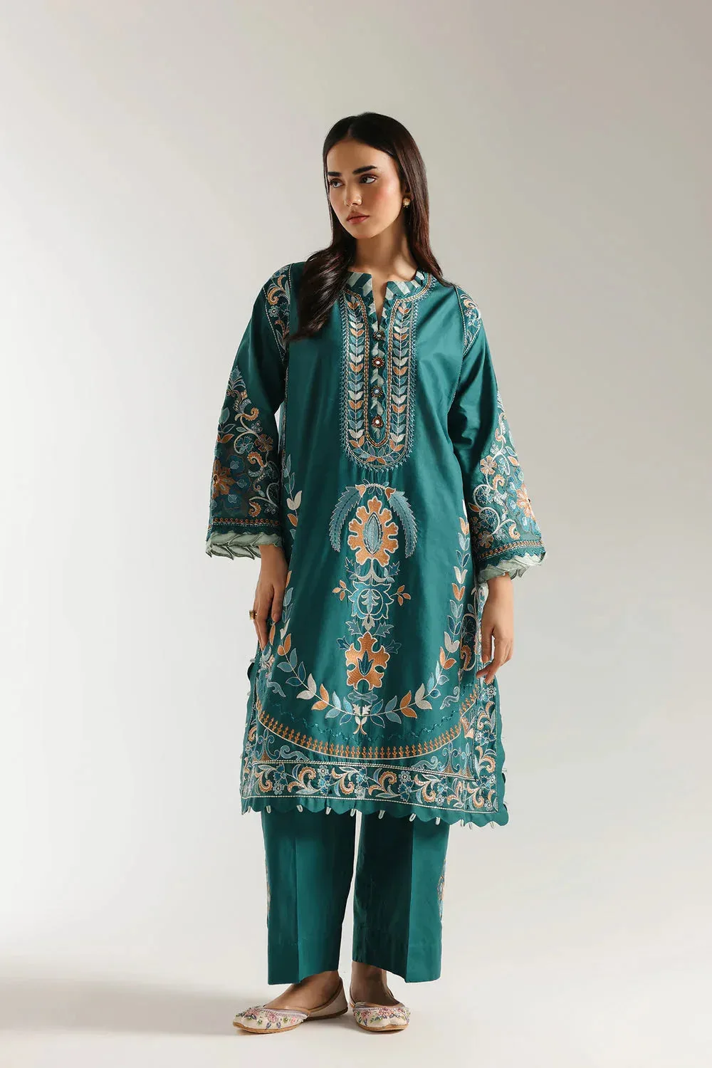 Ethnic Rozana Collection 25 Dark Teal Green – view 4 – Poshaq