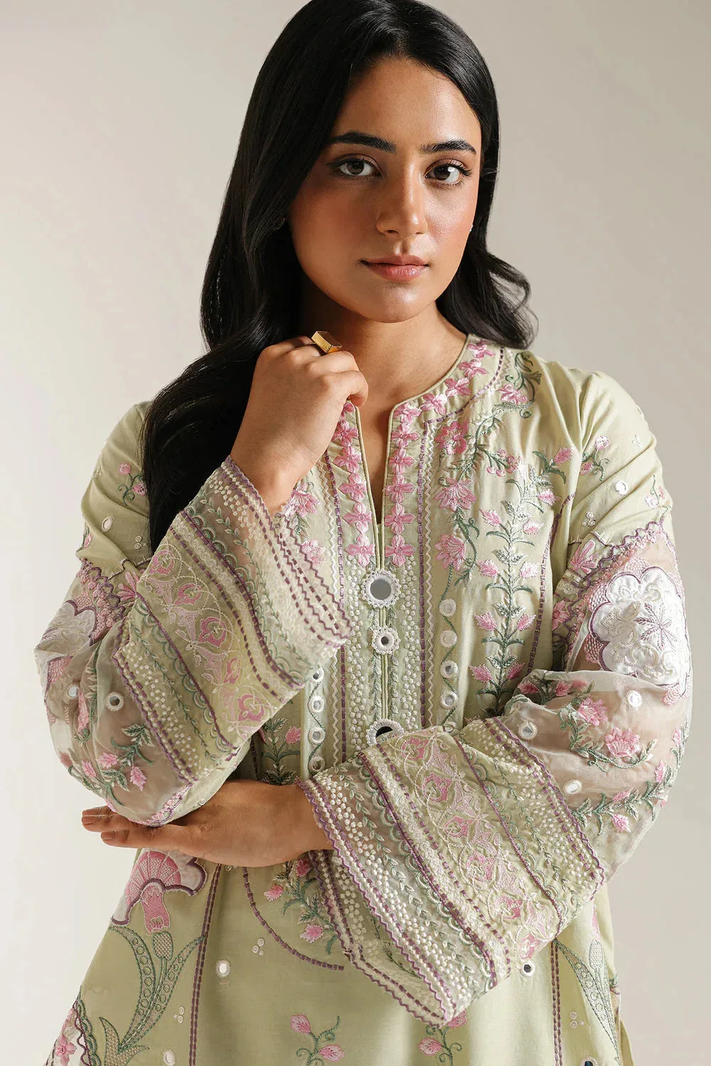 Ethnic Rozana Collection 25 Pistachio Green – view 3 – Poshaq