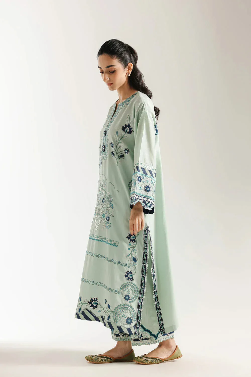 Ethnic Rozana Collection 25 Sea Green – view 3 – Poshaq