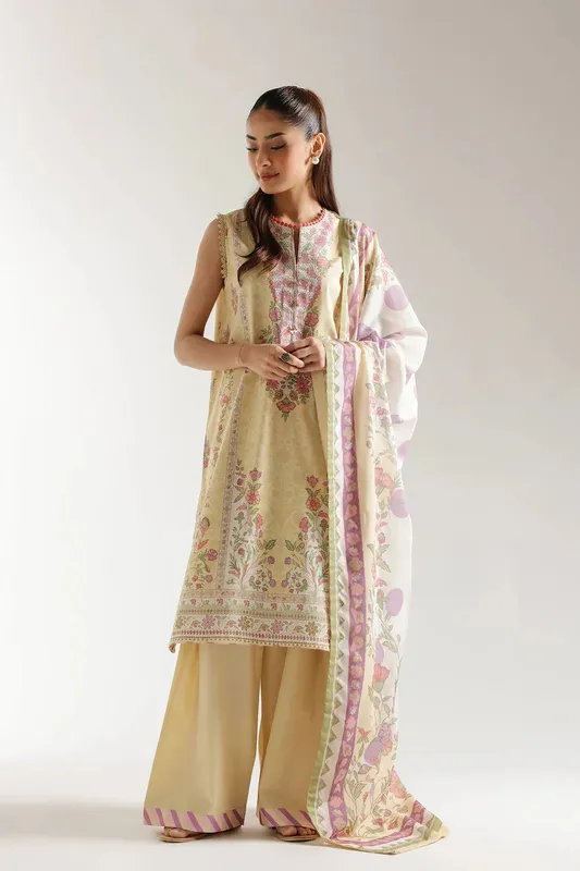 Ethnic Spring Summer 25 Pale Yellow Cambric – view 1 – Poshaq