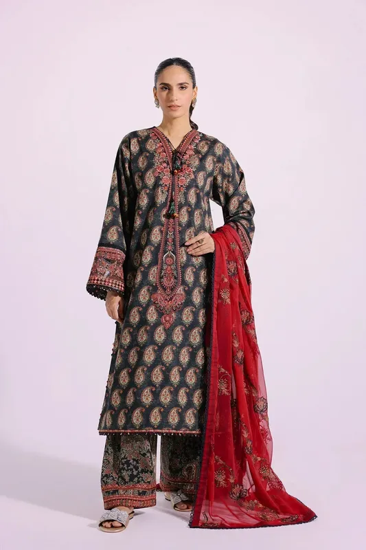Ethnic Rozana Collection SS 24 Black Chiffon – view 1 – Poshaq