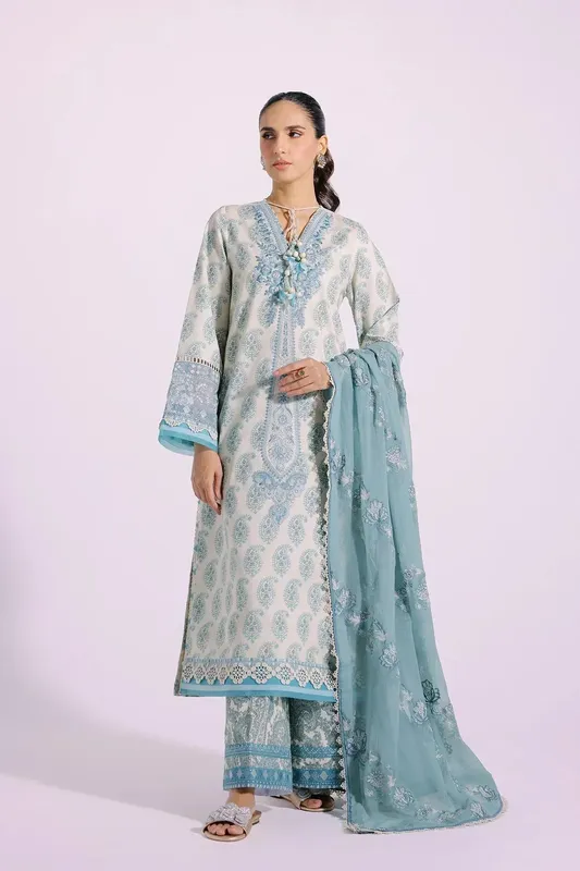 Ethnic Rozana Collection SS 24 Green Chiffon – view 1 – Poshaq