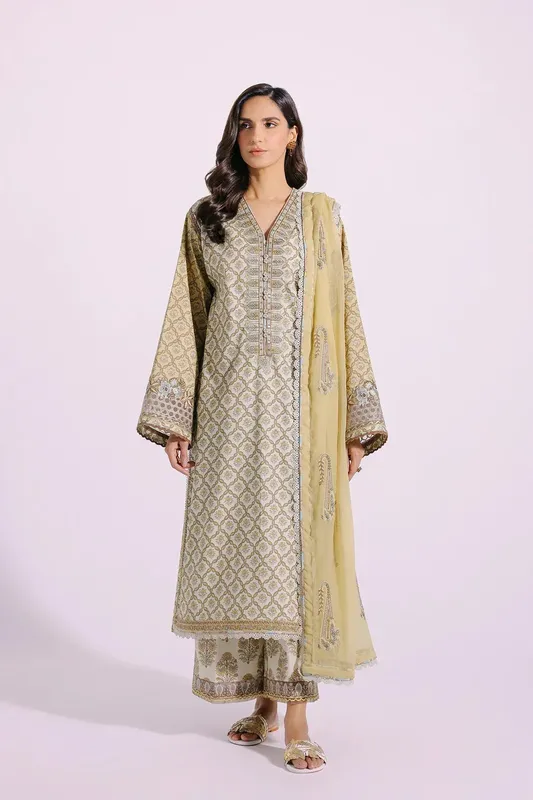 Ethnic Rozana Collection SS 24 Yellow Chiffon – view 1 – Poshaq