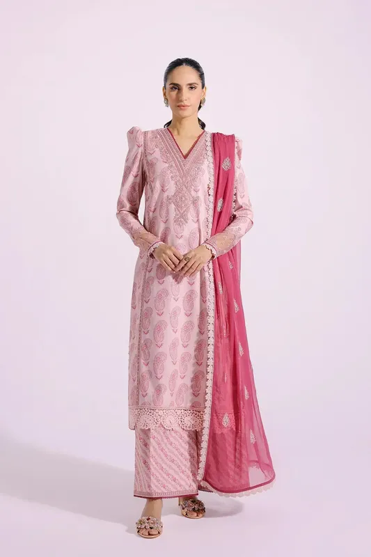 Ethnic Rozana Collection SS 24 Pink Chiffon – view 1 – Poshaq