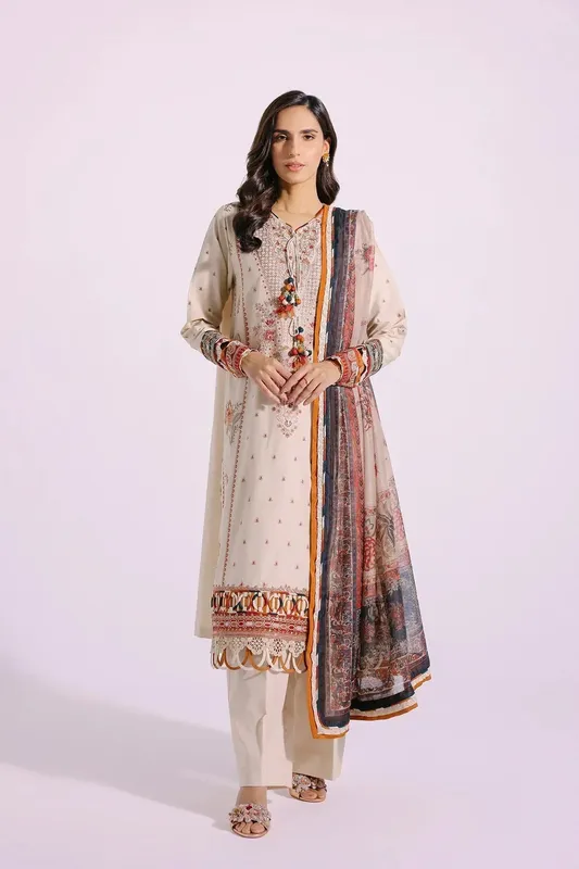 Ethnic Rozana Collection SS 24 Yellow Lawn – view 1 – Poshaq