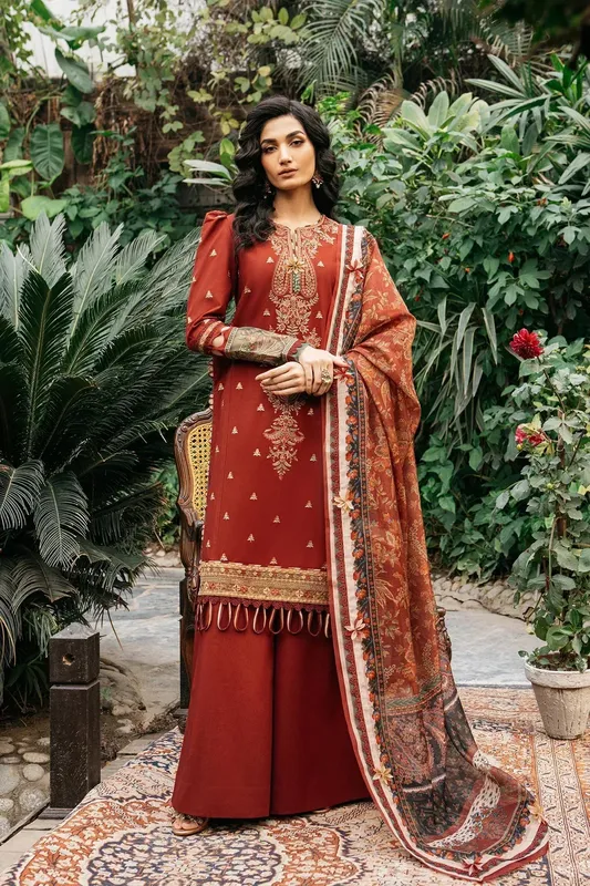 Ethnic Rozana Collection SS 24 Red Lawn – view 1 – Poshaq