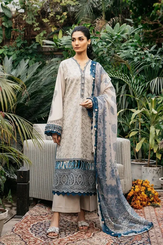Ethnic Rozana Collection SS 24 Off White Lawn – view 1 – Poshaq