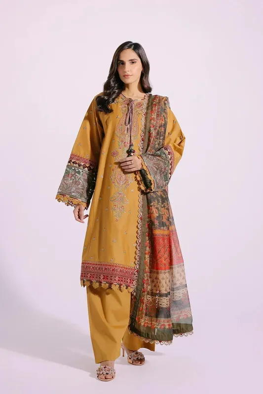 Ethnic Rozana Collection SS 24 Brown Lawn – view 1 – Poshaq