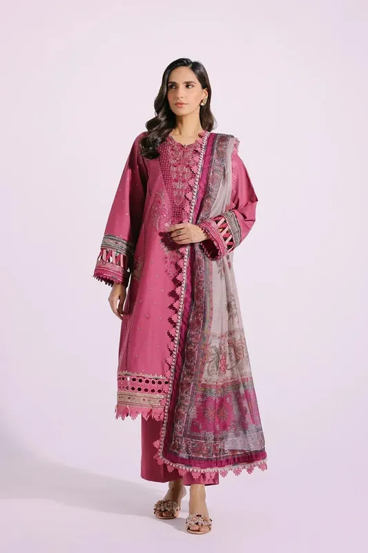 Ethnic Rozana Collection SS 24 Purple Lawn – view 1 – Poshaq