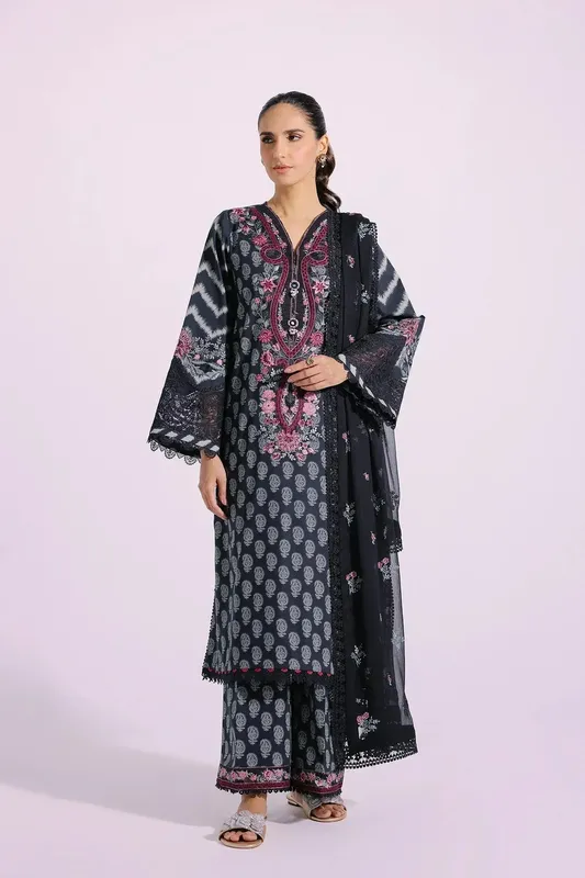Ethnic Rozana Collection SS 24 Black Chiffon – view 1 – Poshaq