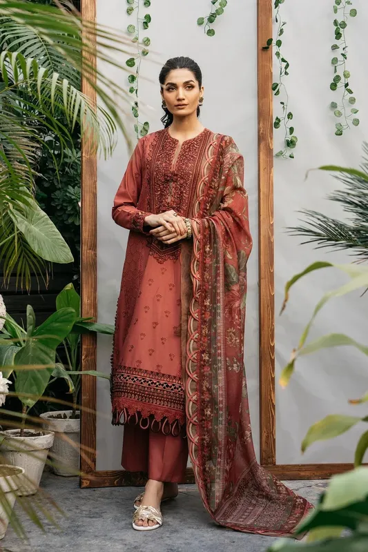 Ethnic Rozana Collection SS 24 Brown Lawn – view 1 – Poshaq