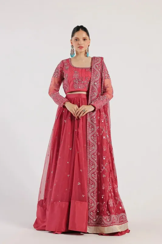 Ethnic Luxe Formal Collection Pink Organza – view 1 – Poshaq