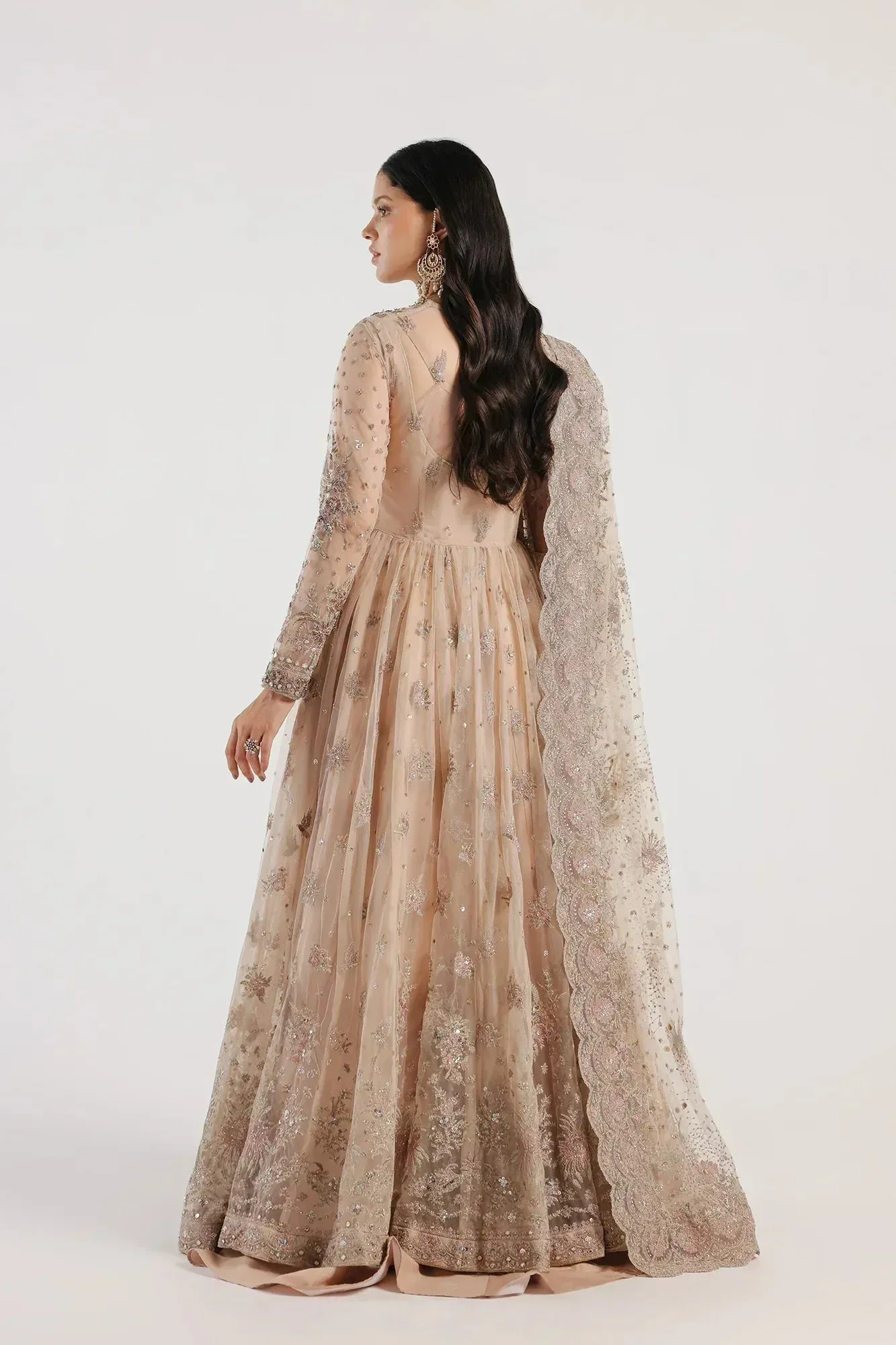 Ethnic Luxe Formal Collection Beige Net – view 4 – Poshaq