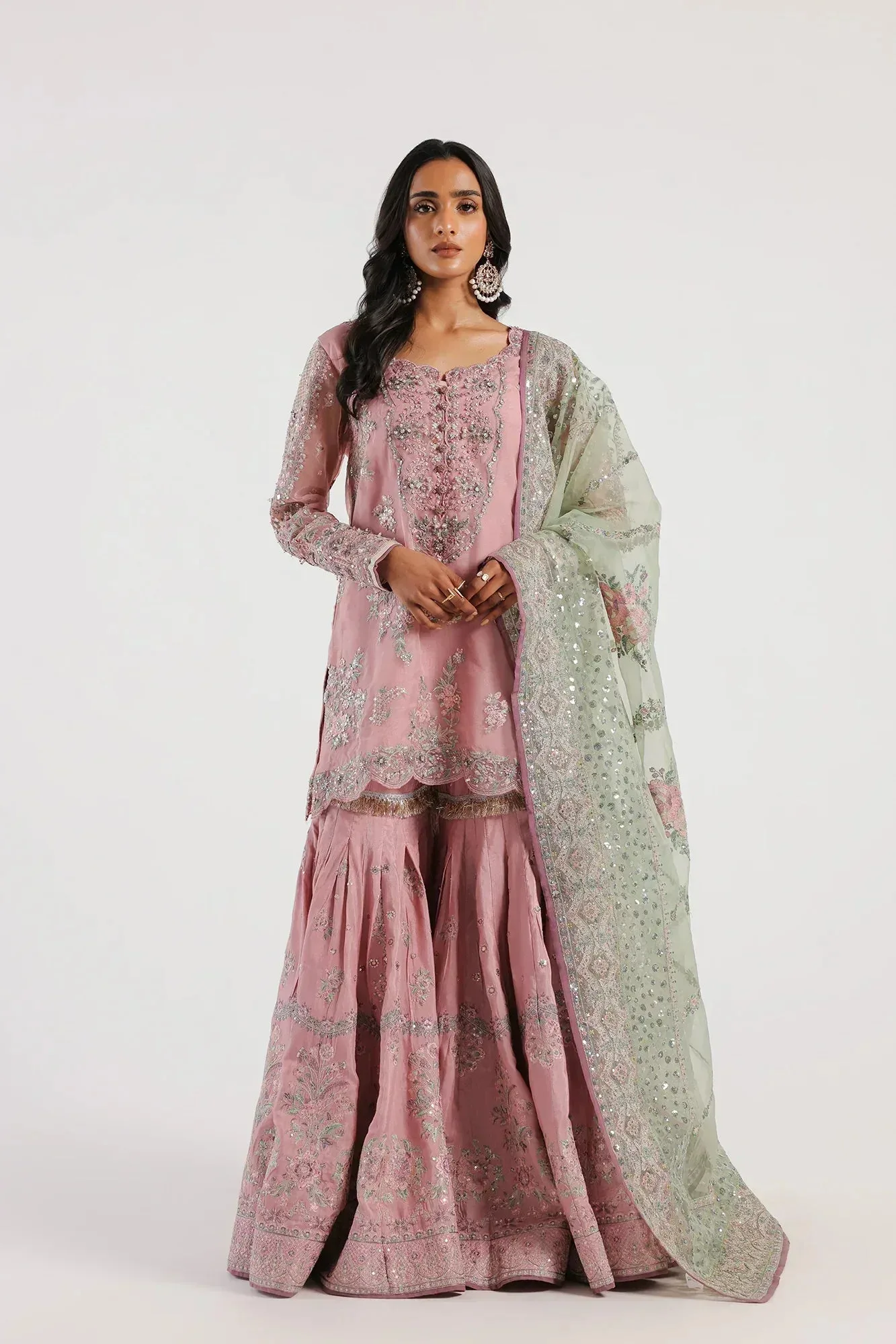 Ethnic Luxe Formal Collection Pink Organza – view 1 – Poshaq