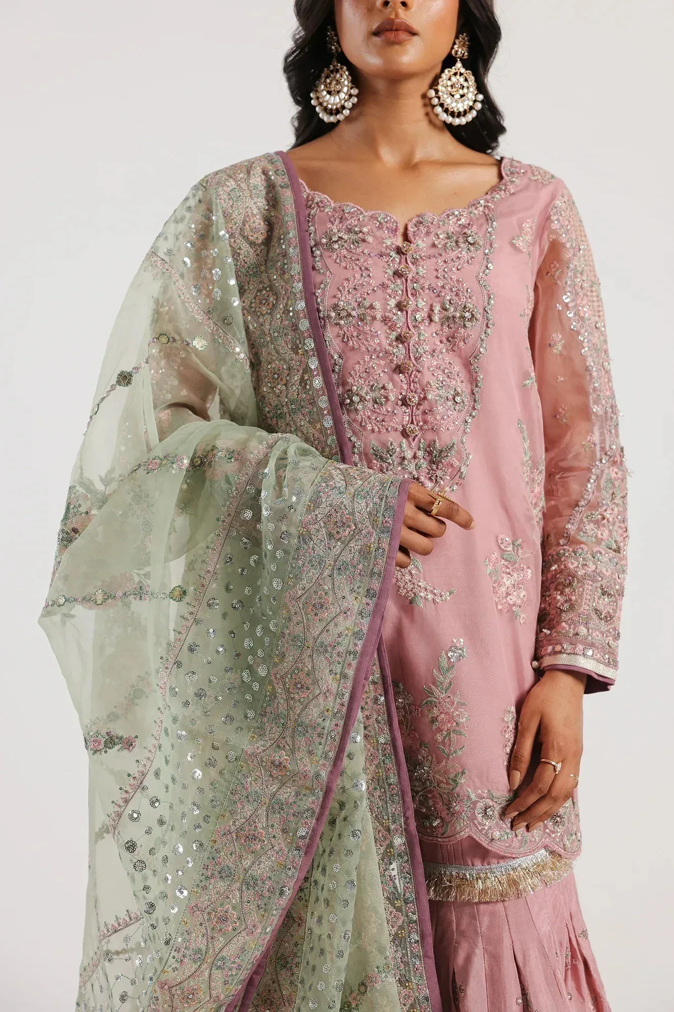 Ethnic Luxe Formal Collection Pink Organza – view 4 – Poshaq