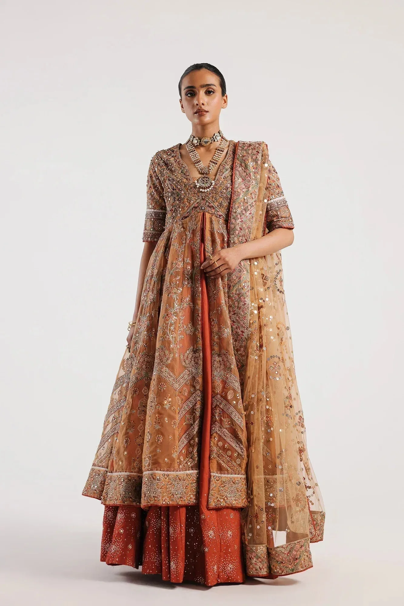 Ethnic Luxe Formal Collection Yellow Organza – view 1 – Poshaq