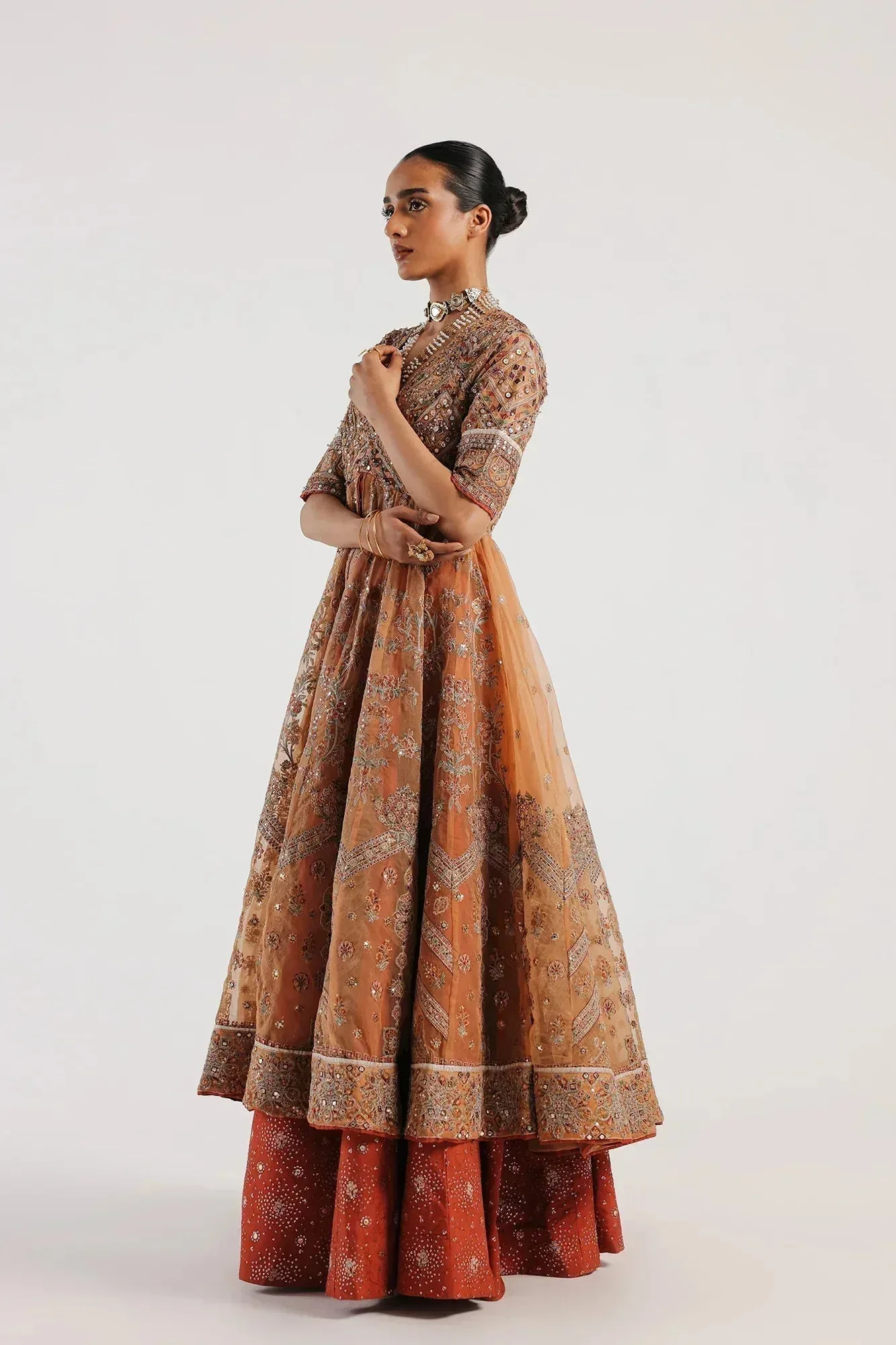 Ethnic Luxe Formal Collection Yellow Organza – view 2 – Poshaq