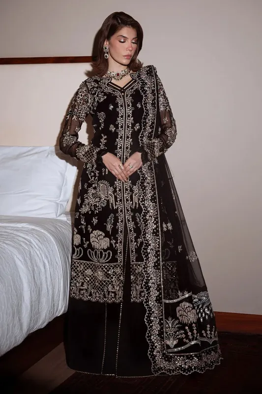Nureh Elaya Formals Black Raw Silk – view 1 – Poshaq