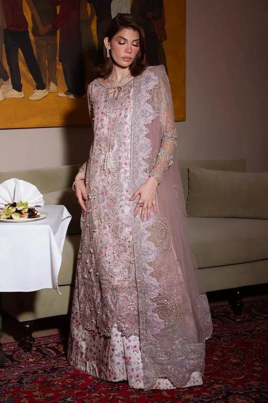Nureh Elaya Formals Light Pink Organza – view 1 – Poshaq