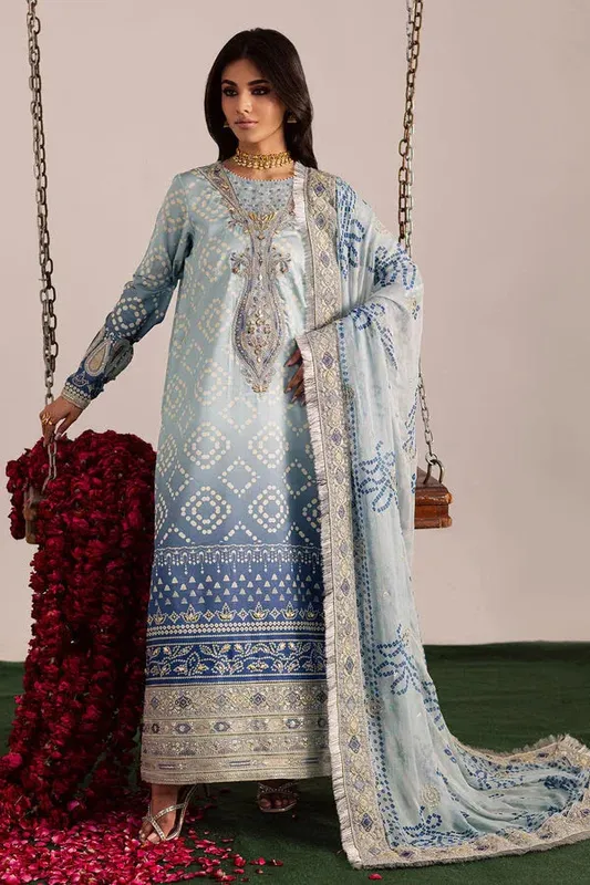 Nureh Jugni Festive Ice Blue Chiffon – view 1 – Poshaq
