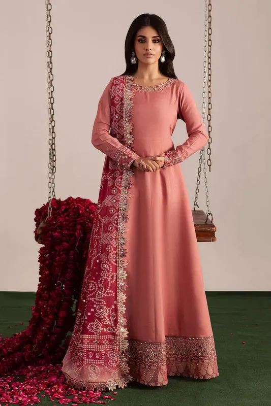 Nureh Jugni Festive Tea Pink Raw Silk – view 1 – Poshaq
