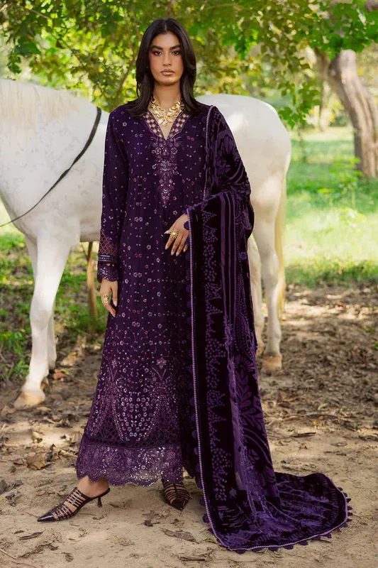 Nureh Exclusive Leather Peach Deep Purple Velvet – view 1 – Poshaq