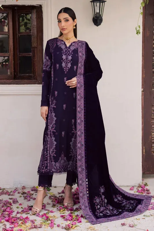 Nureh Exclusive Leather Peach dark navy blue Velvet – view 1 – Poshaq
