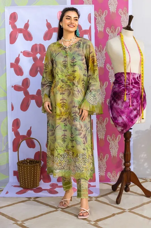 Nureh Ballerina Winter 25 Lime Khaddar – view 1 – Poshaq