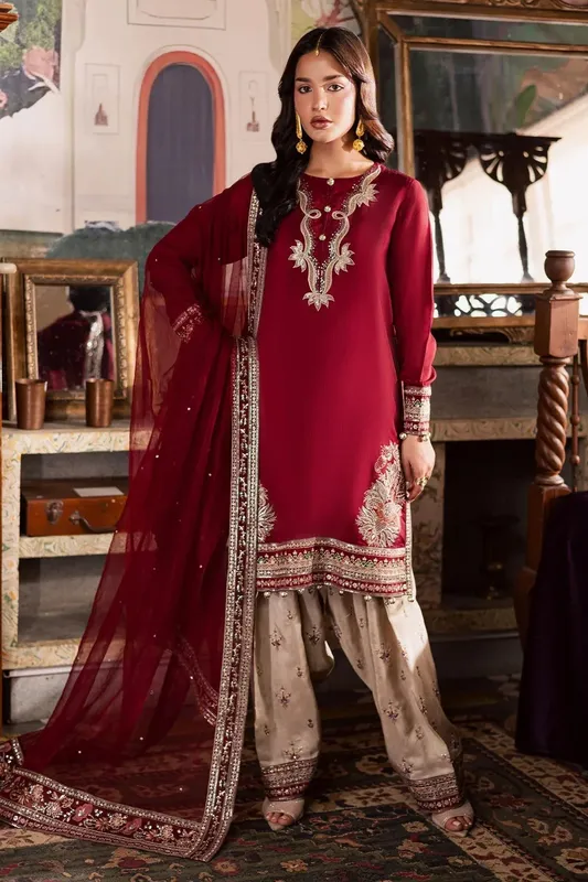 Nureh Nur Mahal Red Organza – view 1 – Poshaq