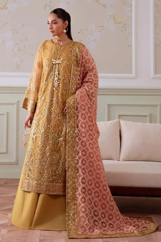 Nureh Elanora Formals Mustard Yellow Jacquard – view 1 – Poshaq