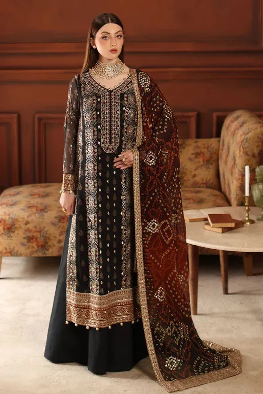 Nureh Alfaaz Formals Black Raw Silk – view 1 – Poshaq