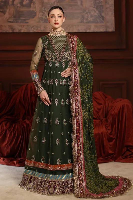 Nureh Alfaaz Formals Bottle Green Raw Silk – view 1 – Poshaq
