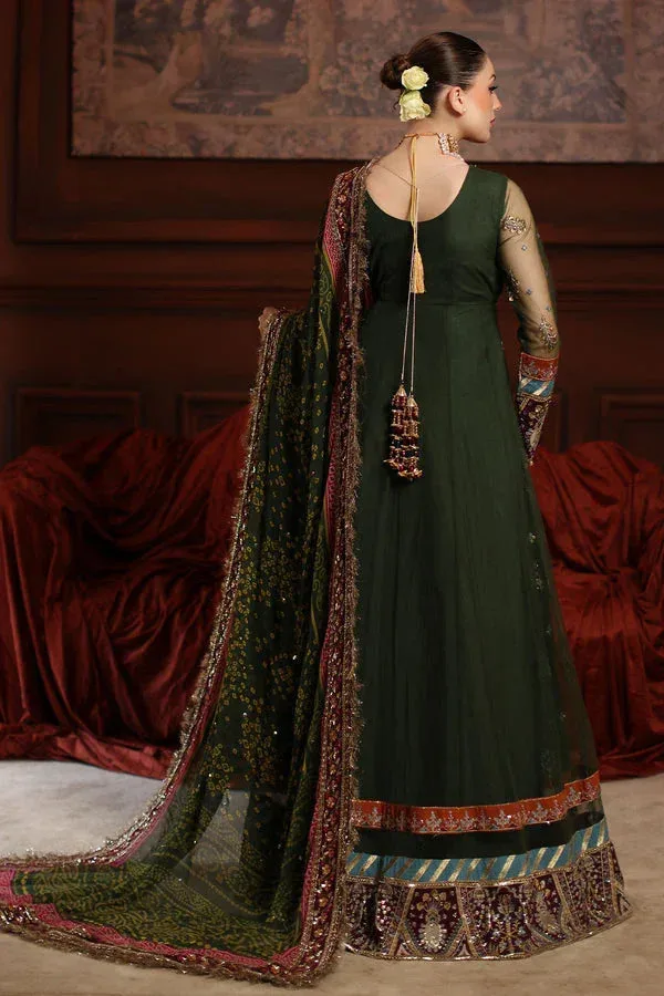 Nureh Alfaaz Formals Bottle Green Raw Silk – view 2 – Poshaq