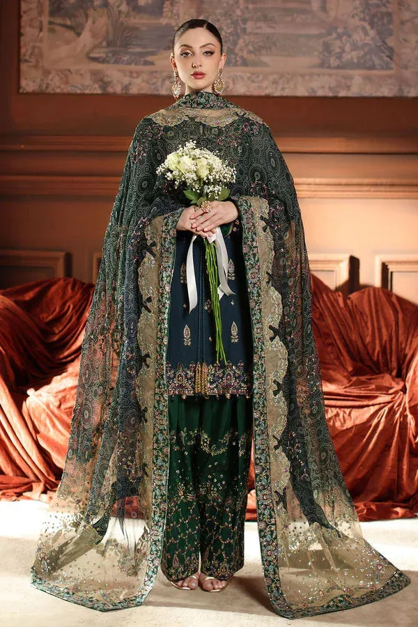 Nureh Alfaaz Formals Dark Teal Blue Raw Silk – view 5 – Poshaq