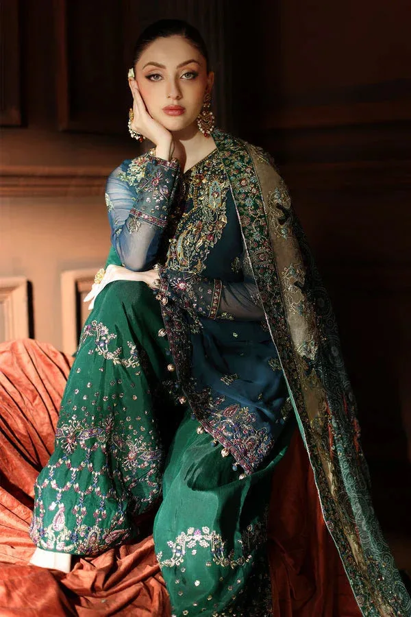 Nureh Alfaaz Formals Dark Teal Blue Raw Silk – view 8 – Poshaq