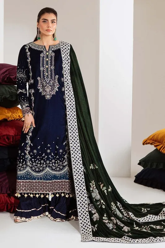 Nureh Maya Velvet Teal Blue Raw Silk – view 1 – Poshaq
