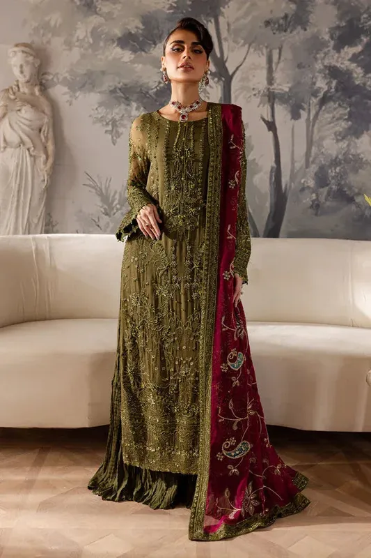 Nureh Elanora Formals 25 Deep Olive Green Raw Silk – view 1 – Poshaq