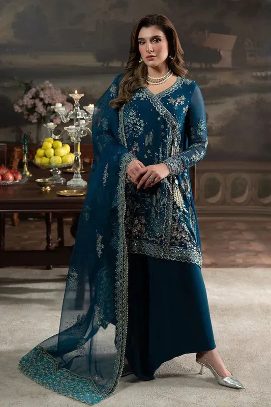 Nureh Elanora Formals 25 Teal Blue Raw Silk – view 1 – Poshaq